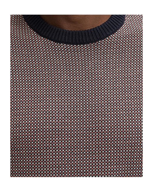 Barbour Gray Wells Patterned Crew-Neck Sweater for men