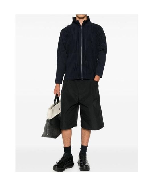 Homme Plissé Issey Miyake Black Pleated Zip-Up Shirt for men