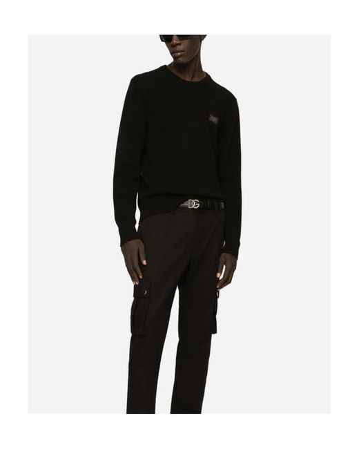 Dolce & Gabbana Black Logo Round Neck Sweater for men
