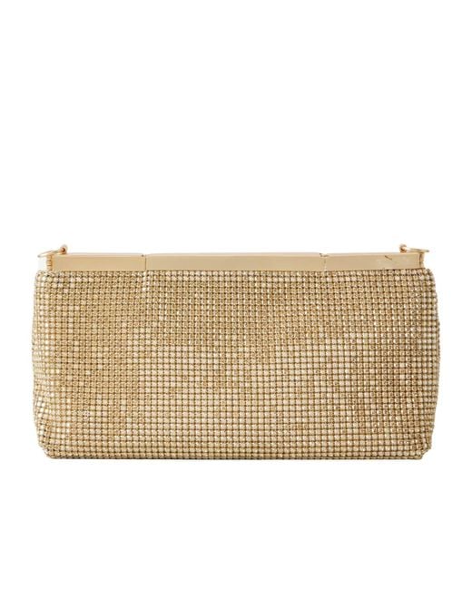 Cult Gaia Natural Felice Crystal-Embellished Chainmail Clutch