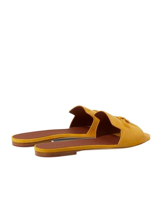 Loro Piana Yellow Round Head Slippers