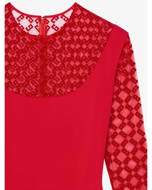 Givenchy Red Monogrammed Sheer Panelled Dress