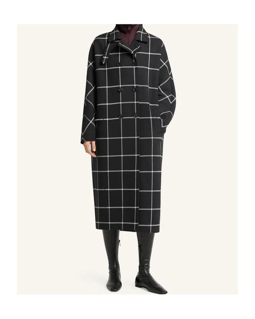 Courreges Black Checked Oversized Tailored Coat