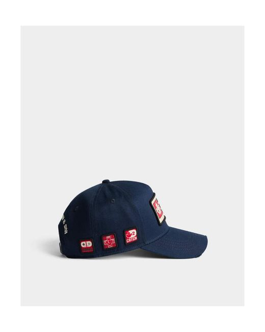 DSquared² Blue Gaming Logo Patch Baseball Cap for men
