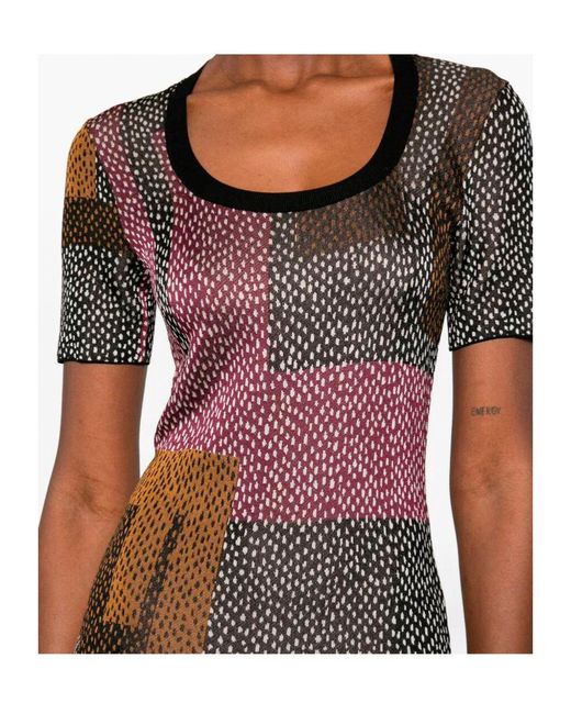 Fendi Multicolor Geometric-Print Midi Dress