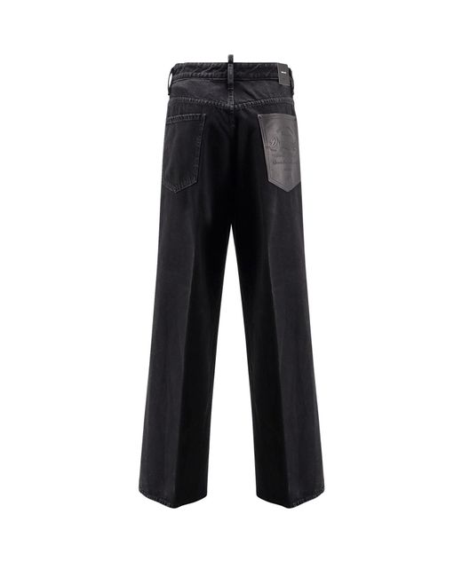 DSquared² Black Logo Patch Loose Fit Jeans for men