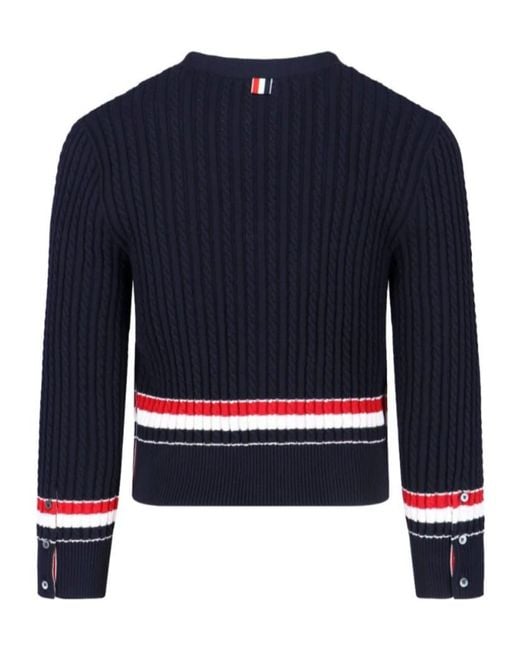 Thom Browne Blue Striped Ribbed Cardigan for men