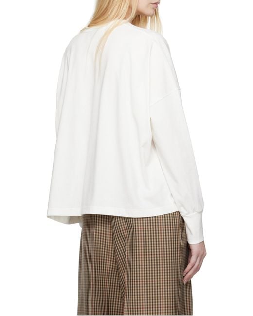 Studio Nicholson White Loop Long Sleeved Crewneck T-Shirt