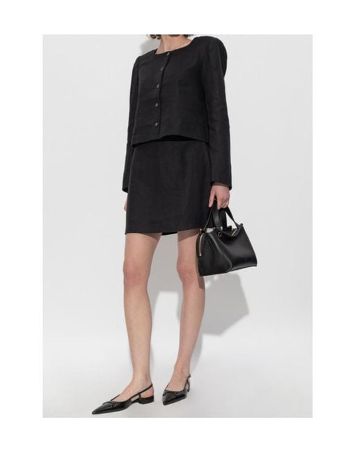 Posse Black Emma Button-Front Linen Jacket