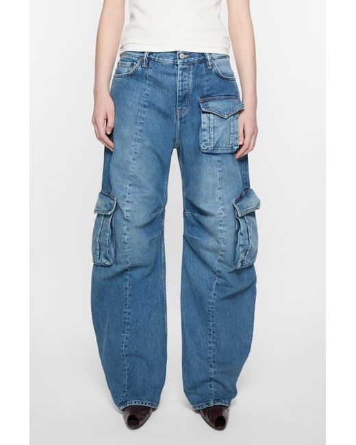 Acne Blue Gathered-Detailed Pocket Jeans