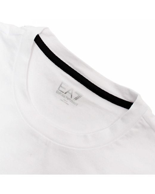 EA7 White Logo Round-Necked T-Shirt for men