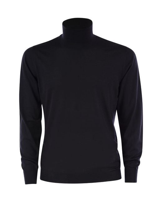 Fedeli Blue Turtleneck Knitted Jumper for men