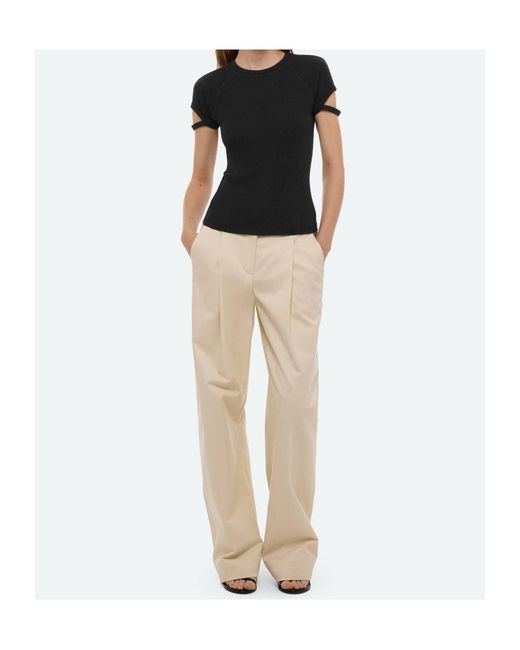 Helmut Lang Black Cutout Sleeve Top