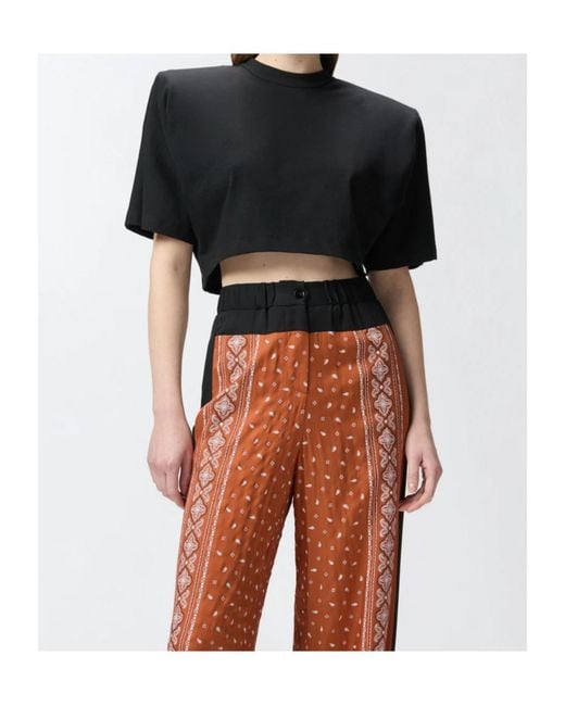 Pinko Black Crewneck Cropped T-Shirt