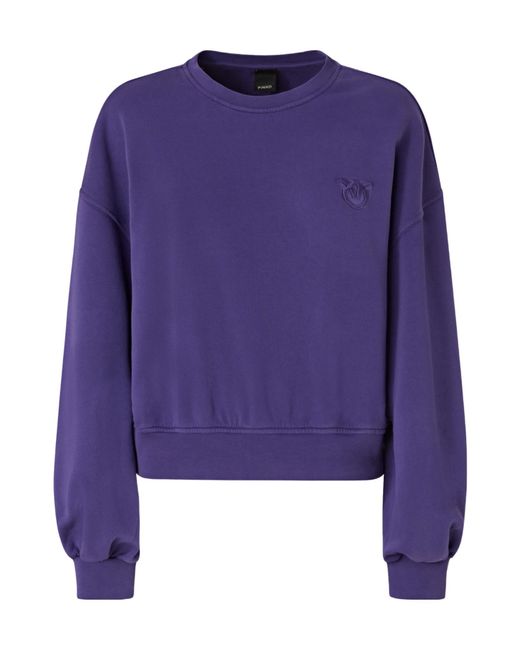 Pinko Purple Embroidered-Logo Cotton Sweatshirt