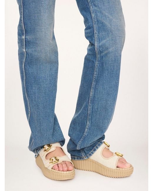 Chloé Natural Chloé Nama Buckled Platform Sandals