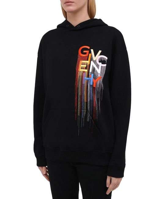 Givenchy Black Embroidered Logo Hooded Sweatshirt
