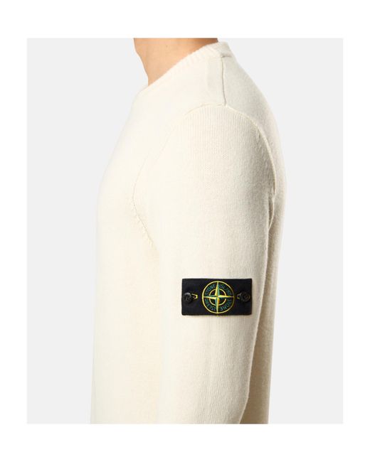 Stone Island White Logo Patch Crewneck Jumper for men