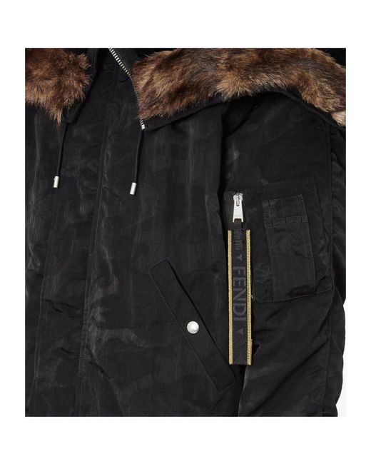 Fendi Black Patchwork Nylon Bomber Jacket for men