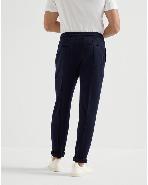 Brunello Cucinelli Blue Elastic Drawstring Waist Pants for men