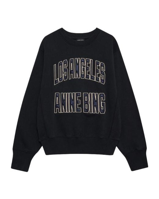 Anine Bing Black Harry Shrunken Logo Sweatshirt