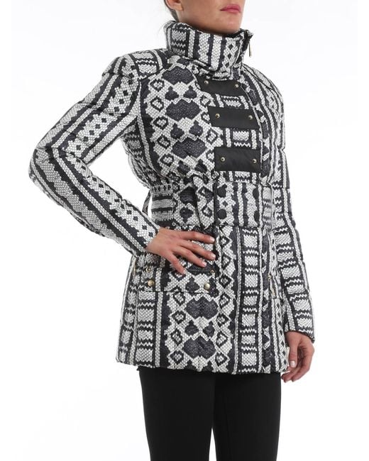 Just Cavalli Black Snake Print Down Jacket