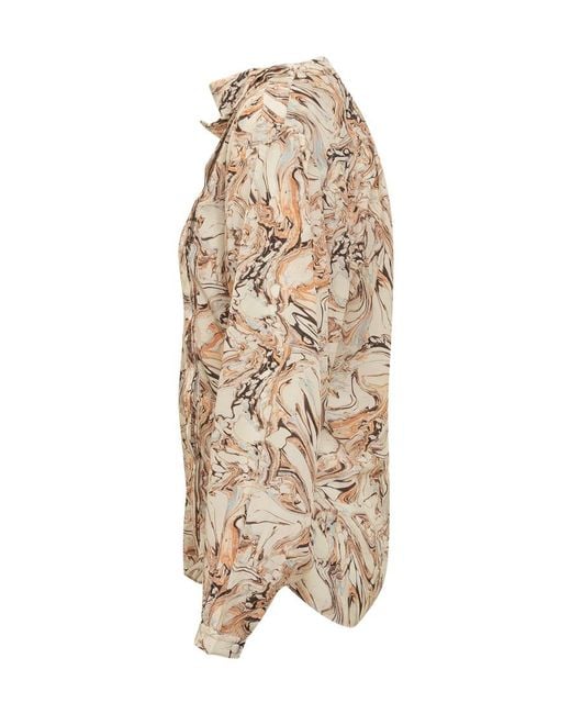 Isabel Marant Natural Abstract Cowl Neck Top