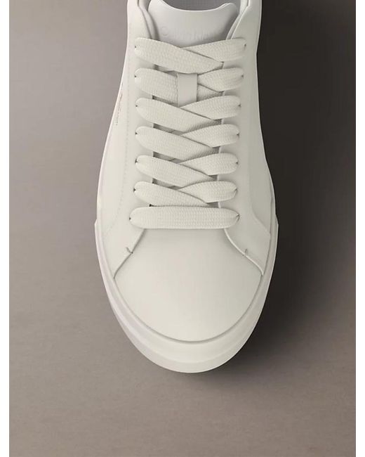 Calvin Klein White Leather Signature Logo Trainers for men