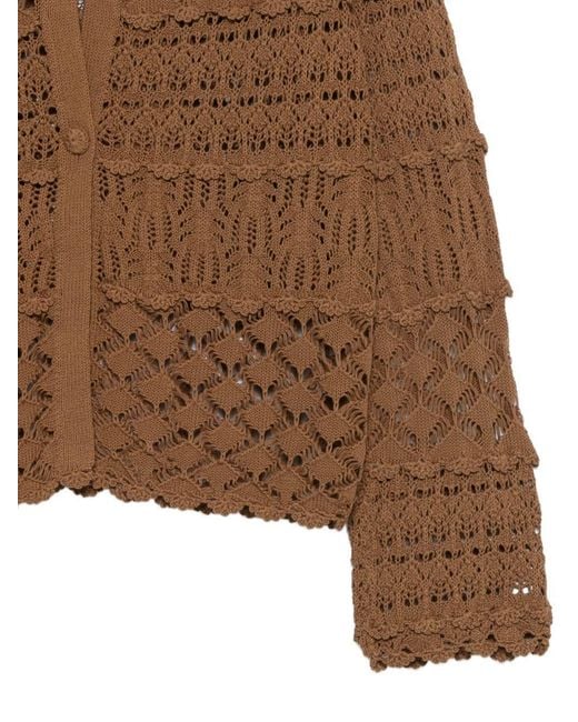 Semicouture Brown Crochet Knit Cardigan