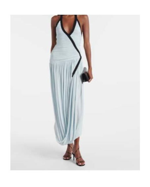 Christopher Esber Blue Suspended Ruched Jersey Maxi Dress