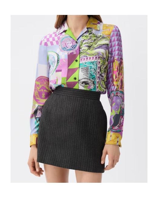 Versace Multicolor Pattern Printed Twill Shirt