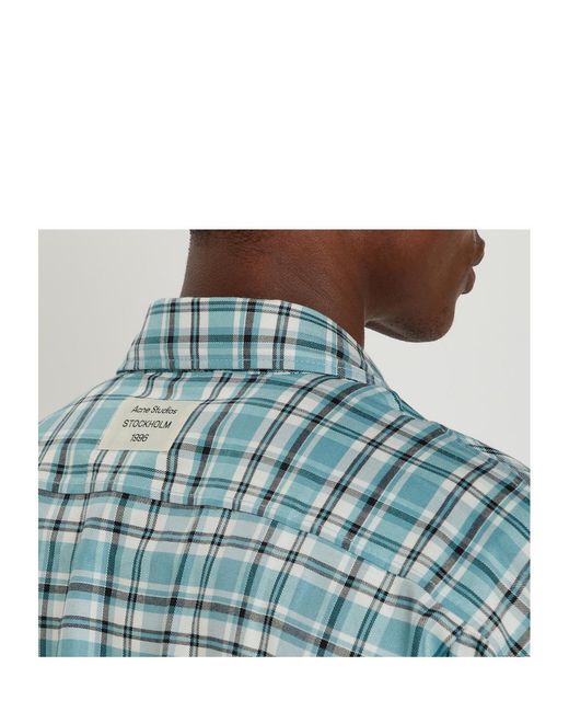 Acne Blue Checked Loose-Fitting Shirt for men