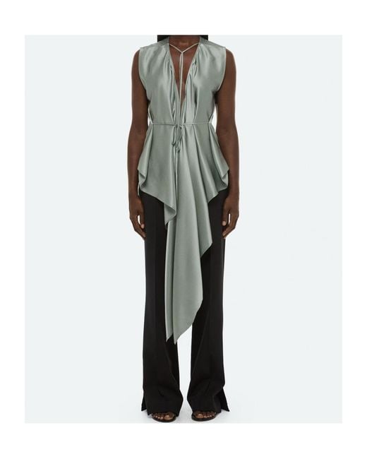 Helmut Lang Green Draped Scarf Top