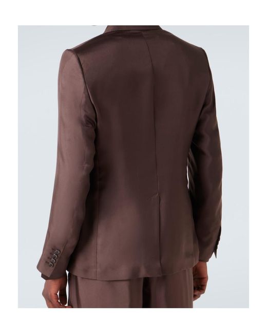 Dolce & Gabbana Brown Double-Breasted Silk Twill Blazer for men