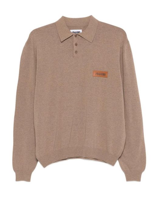 Magliano Brown Long-Sleeved Knitted Polo Shirt for men