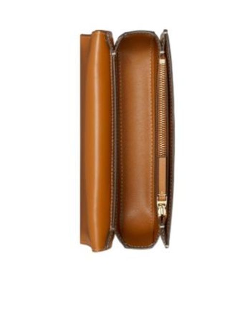 Tory Burch Brown Convertible Eleanor Foldover Top Small Shoulder Bag