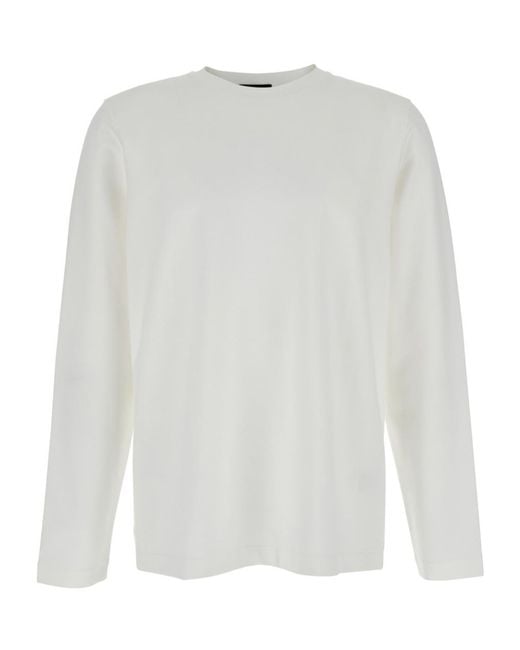 Theory White Long Sleeved Crewneck T-Shirt for men