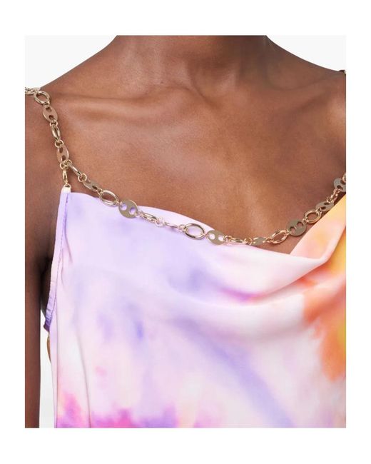 Rabanne Pink Tie-Dye Printed Satin Top