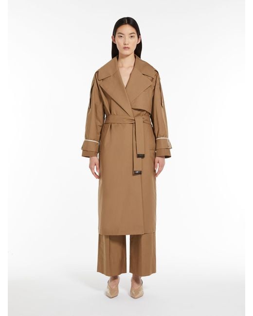 Max Mara Brown Waterproof Twill Trench Coat