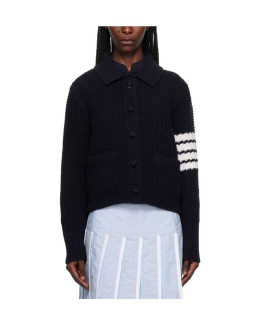 Thom Browne Black Chunky-Knit Merino-Wool Cardigan