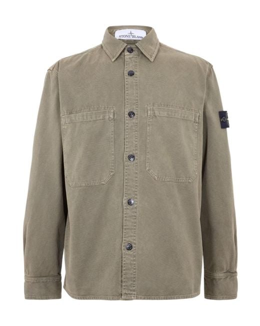 Stone Island Green Button Overshirt for men