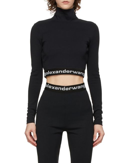 Alexander Wang Black Logo Band Cropped Top