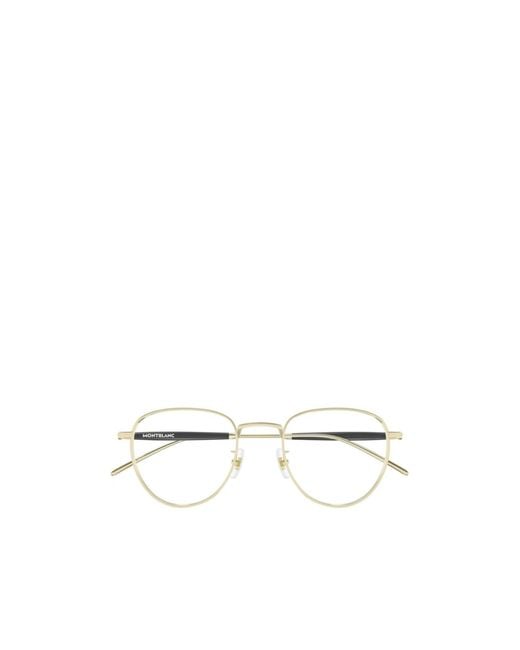 Montblanc White Eyewear Round Frame Glasses for men