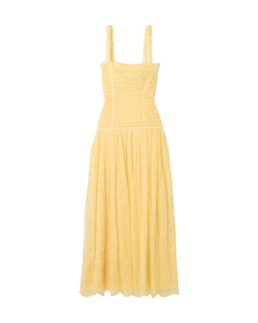Ulla Johnson Yellow Florelle Pleated Maxi Dress