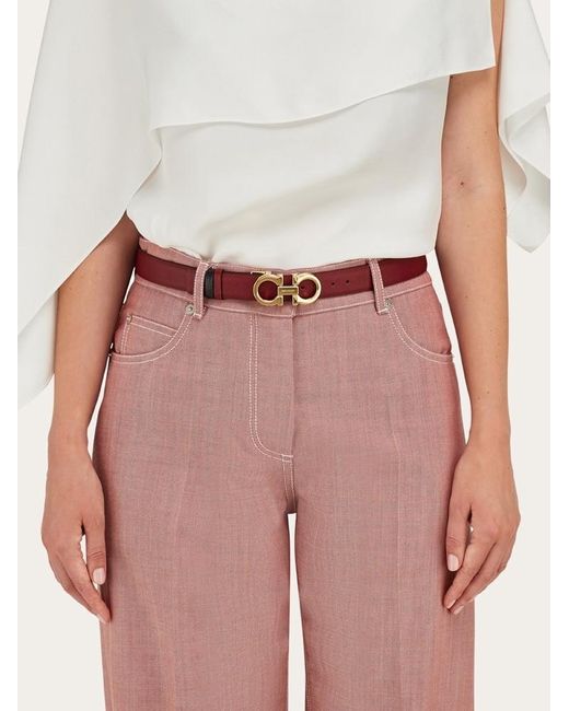 Ferragamo White Gancini Reversible Leather Belt