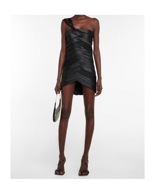 Coperni Black One-Shoulder Asymmetrical Minidress
