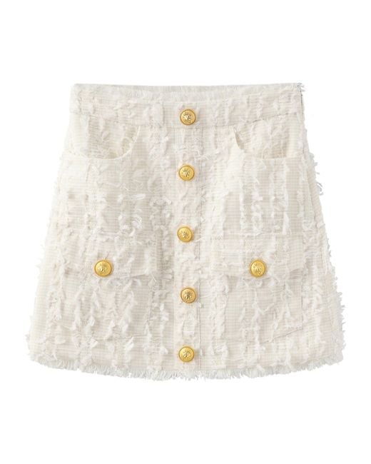 Marissa Chiara White Button Detail Skirt