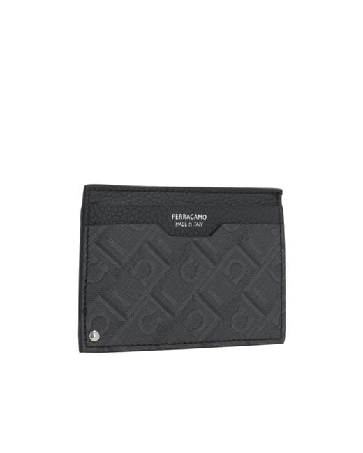 Ferragamo Black Ferragamo Monogram Printed Credit Card Holder for men