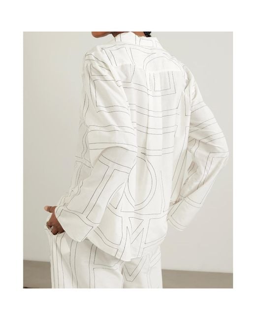 Totême  White Totême Monogram Long-Sleeved Blouse