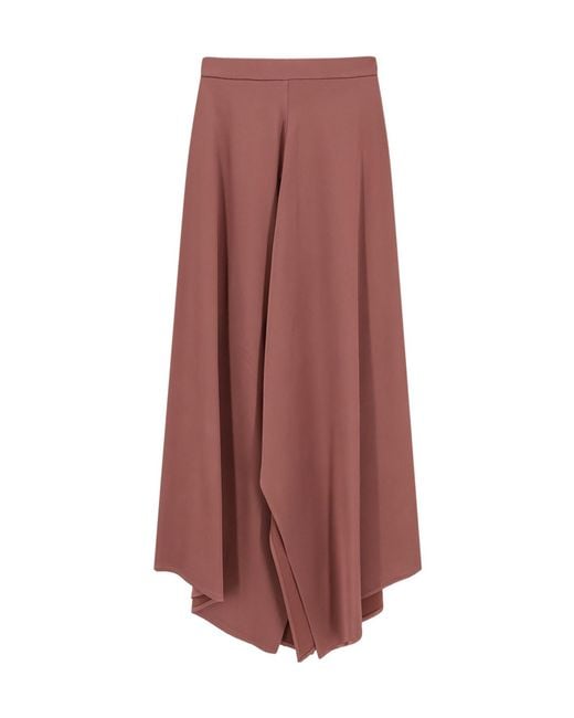 Alysi Brown Asymmetric Flared Skirt